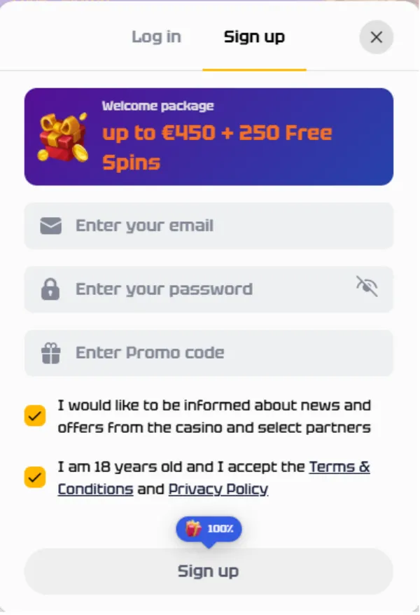 R2PBet registration screen showing form fields for user details